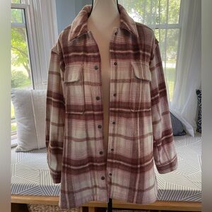 Women’s Pink/Red Plaid Shacket | Size M